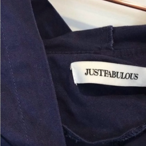 JustFab | Full Zip Utility Snap Button Hooded Coat Jacket Navy Blue - Picture 7 of 7